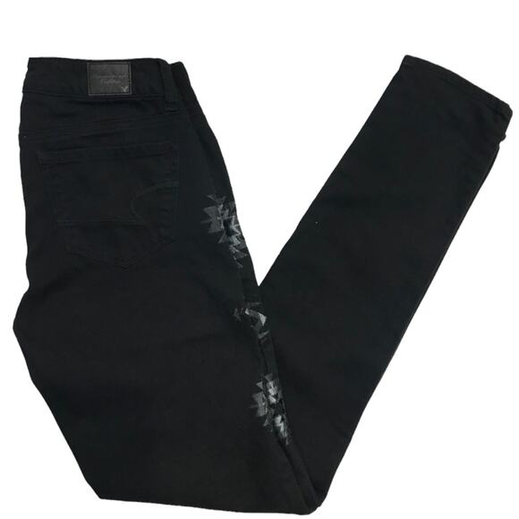 AEO Aztec Embroidered Black Skinny Jeans - Picture 6 of 10
